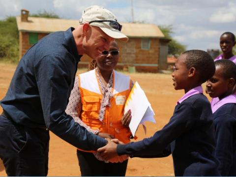 World Vision President and CEO, Andrew Morely, meets children in Kenya