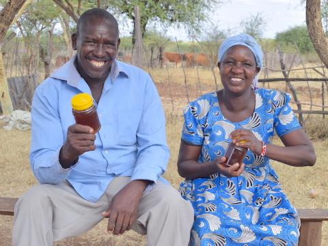 Featured photo at the top: Titus (left) and his wife Damaris with honey harvested from their beehives in Mogotio, Baringo County, Kenya.Titus (left) and his wife Damaris with honey harvested from their beehives in Mogotio, Baringo County, Kenya.