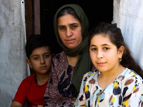 Narin and her children in Khanke Camp