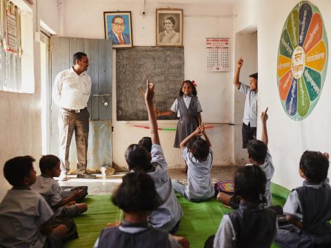 Sponsored child Gauri, 10-years-old, from Nagpur Area Programme, in her class. 