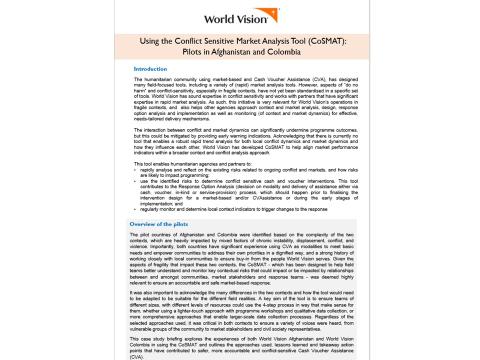 Using the Conflict Sensitive Market Analysis Tool (CoSMAT):  Pilots in Afghanistan and Colombia