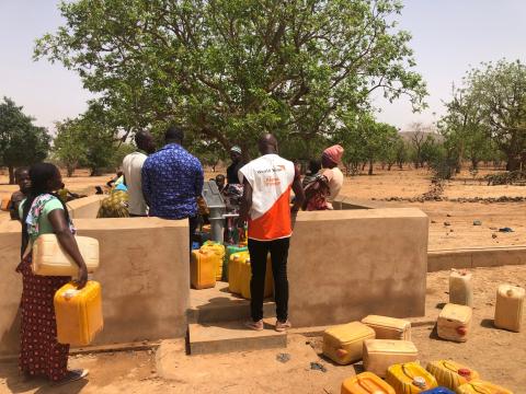 Jean Ferdinand during a monitoring visit of the water points 