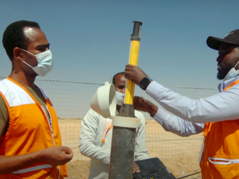 engineers in Somalia monitoring ground water