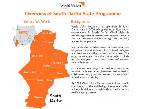 Overview World Vision Programmes in South Darfur State