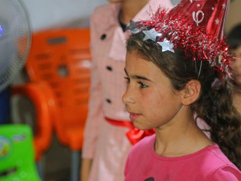 Qamar during a PSS session at World Vision's protection centre in Syria.