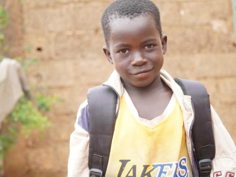 Jules with his backpack for school