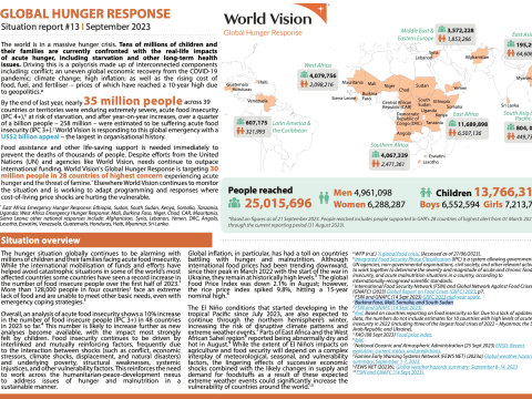 This is the first page of the GHR sitrep #13, showing text from the publication, published September 2023. 