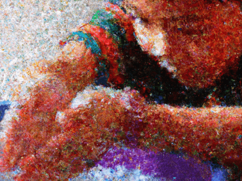 Pointillist image of a child hand washing