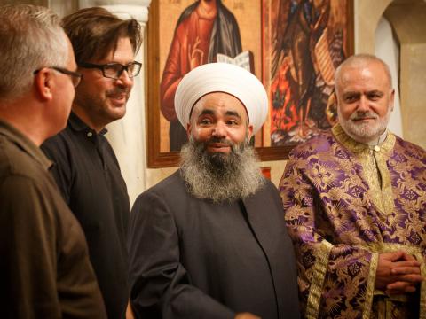 World Vision US visitors tour ancient Saida (Sidon) with Sheikh Mohammad, a partner promoting peace among local religious groups