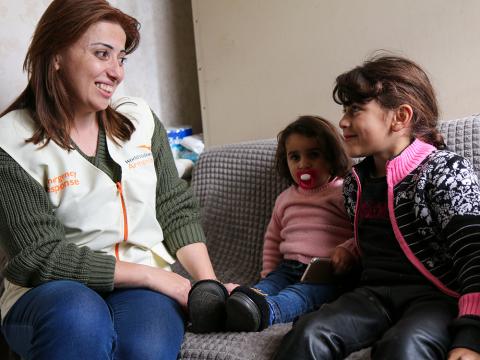 World Vision staff with children in Armenia