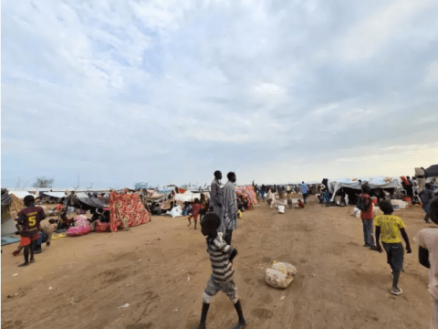 Wide Lens shot of a refugee camp