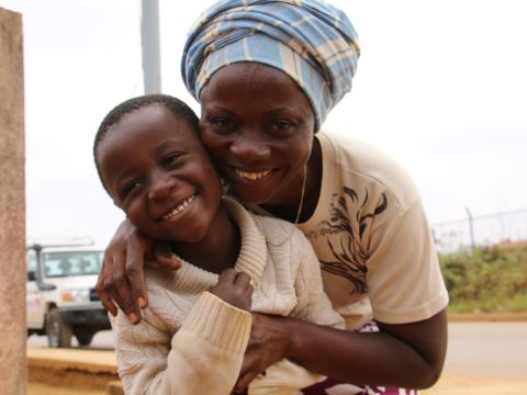 Isabel showing affection to her son