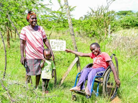 Idleness is a thing of the past for Sally Chebii who has set aside 2 acres of land to practice FMNR. © World Vision Photo/Hellen Owuor.