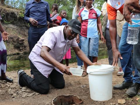 JBK collects water.