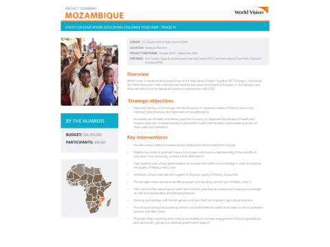 Mozambique Educating Children Together Phase III (ECT3) Project Summary