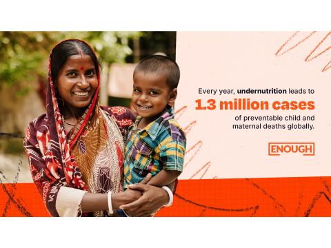 Every year, undernutrition leads to 1.3 million cases of preventable child and maternal deaths globally.