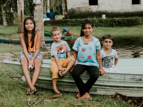 Children in one of the Hospital Boat supported communities in the Amazon