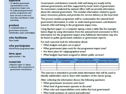 Understanding Government Contributions To Child Well-Being Tool |  Development | World Vision International