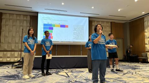 Bunny, a 17-year-old girl from Myanmar, co-facilitated a workshop with children from across Asia and the Pacific to finalize their Child and Youth Statement and Creative Presentation for UN stakeholders and government partners