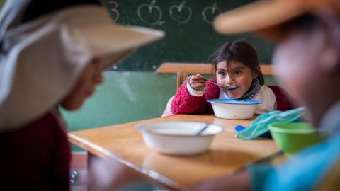 Children in LACR enjoy a school meal