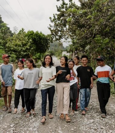 Group of girls in Sigi, in the mountains around Palu. 