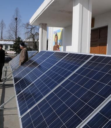 World Vision provided these solar panels to the Oiso community, Kaechon County, South Pyongan Province.